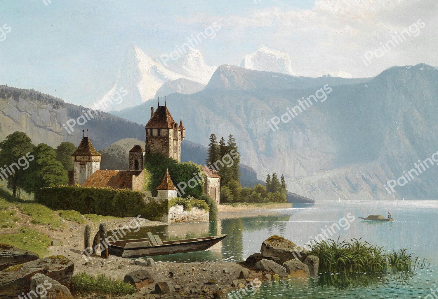 Scene from Weyer, Upper Austria. The painting by Gustav Barbarini