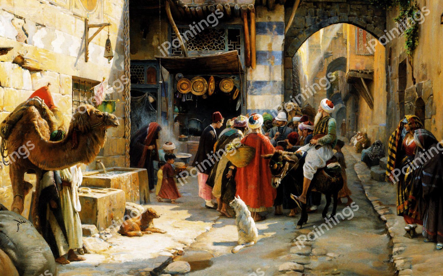 The Market in Jaffa. The painting by Gustav Bauernfeind