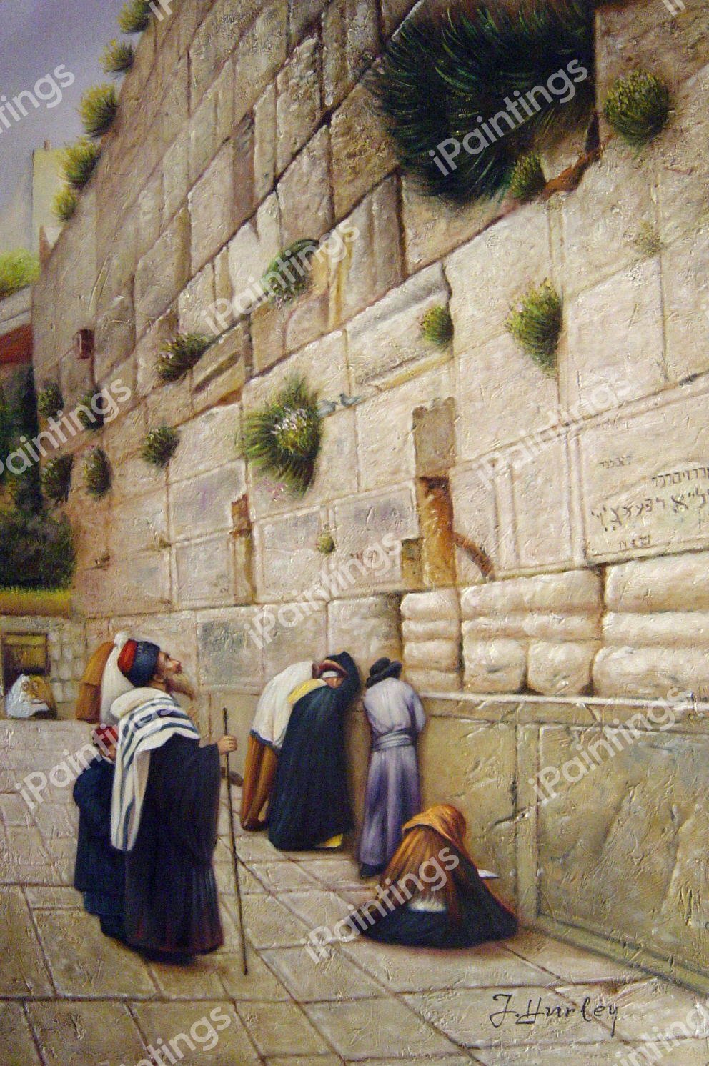 The Wailing Wall, Jerusalem. The painting by Gustav Bauernfeind