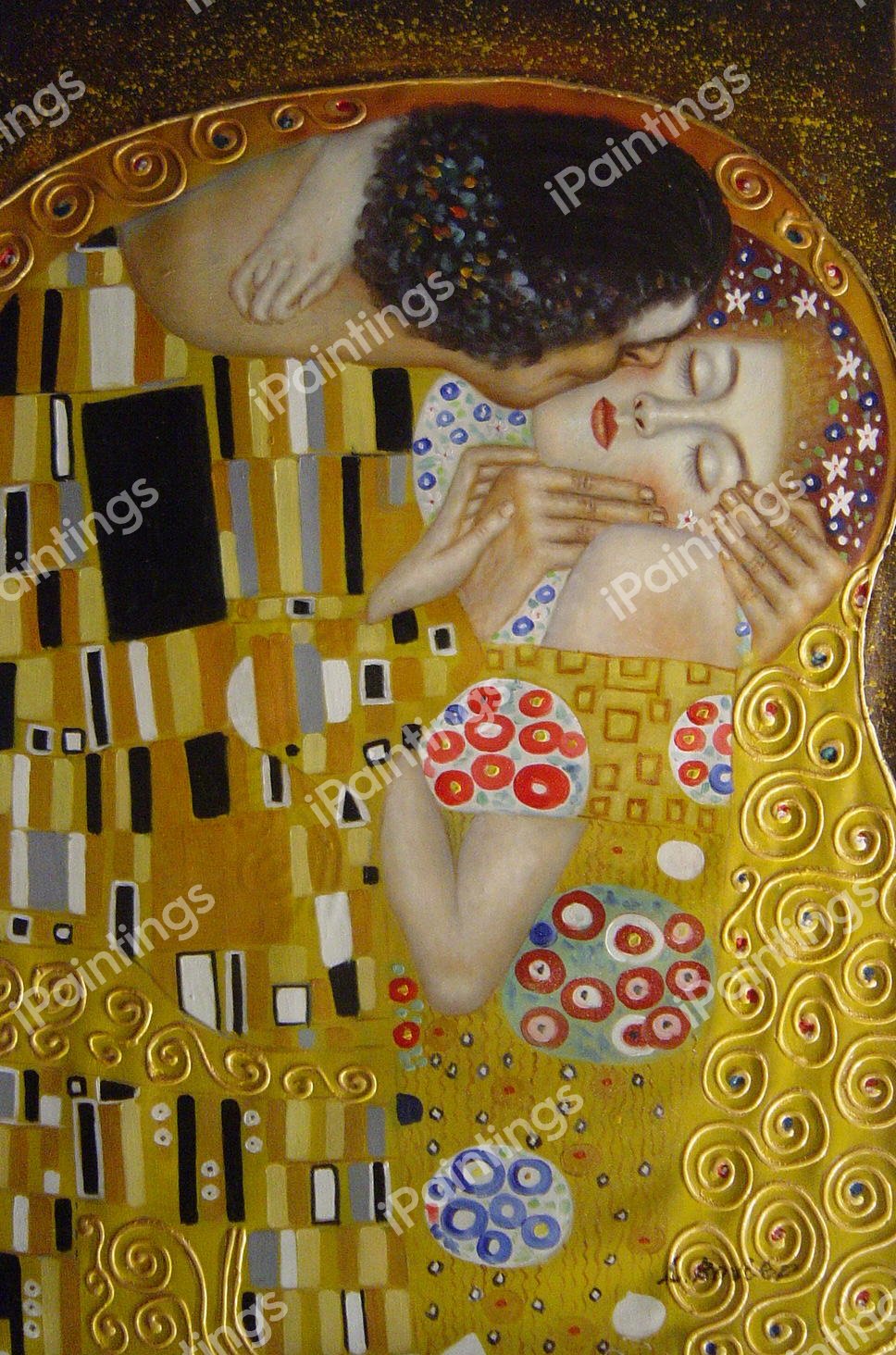 A Kiss - Detail. The painting by Gustav Klimt