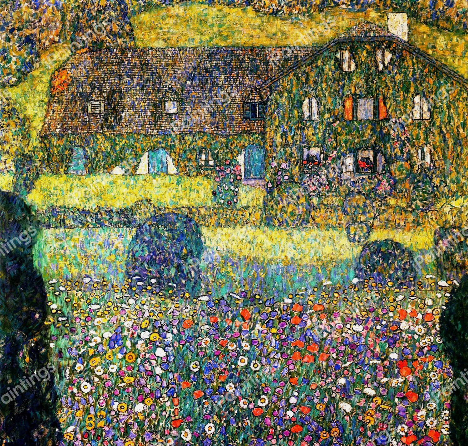 Country House by the Attersee. The painting by Gustav Klimt