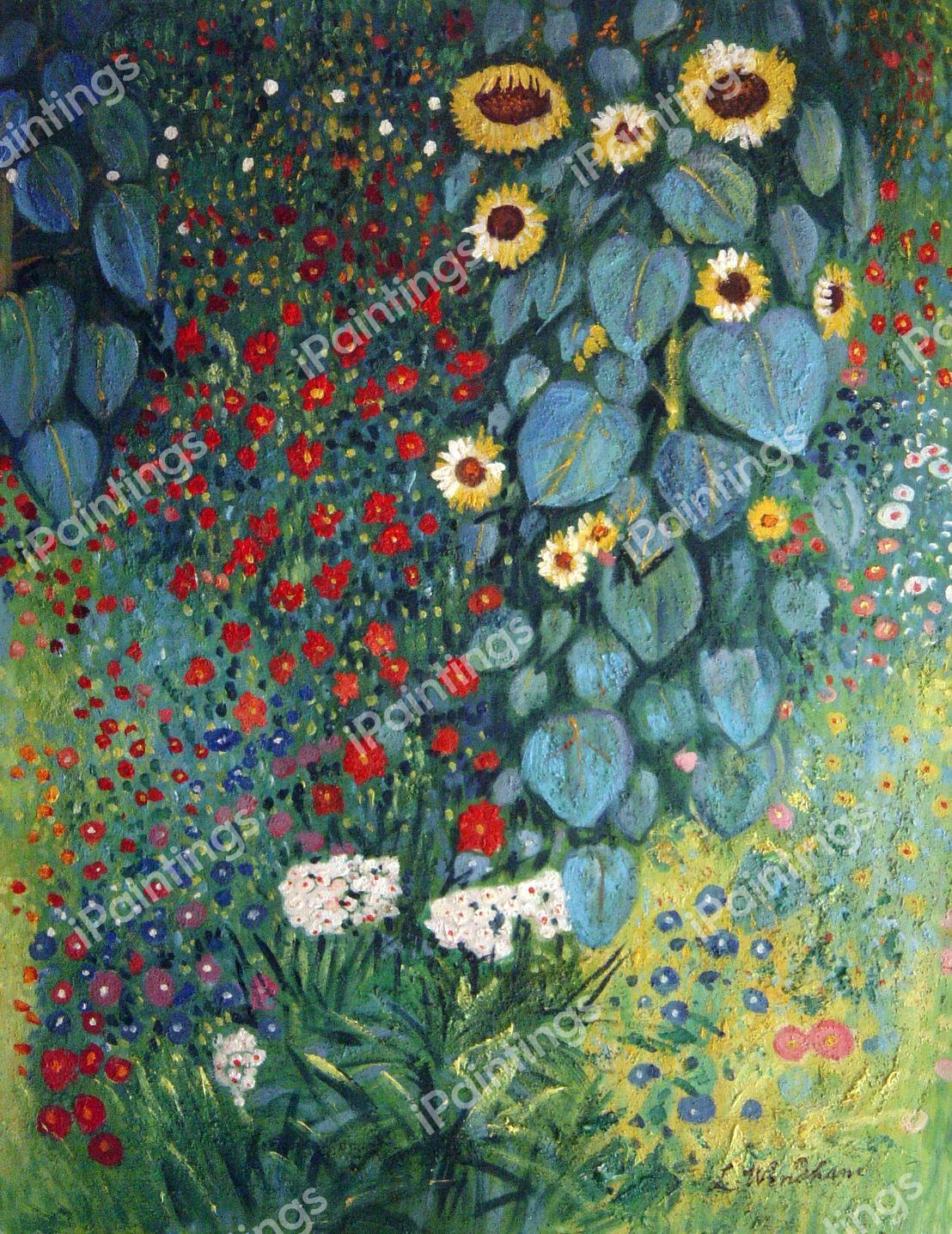 Farm Garden With Flowers. The painting by Gustav Klimt