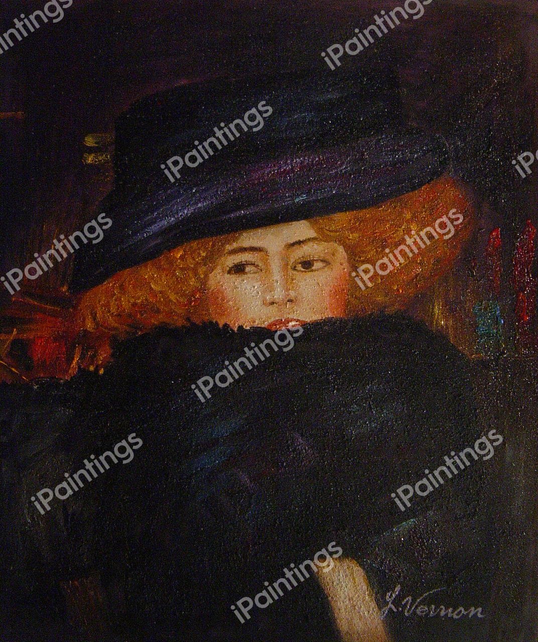 Lady With Hat And Feather Boa. The painting by Gustav Klimt