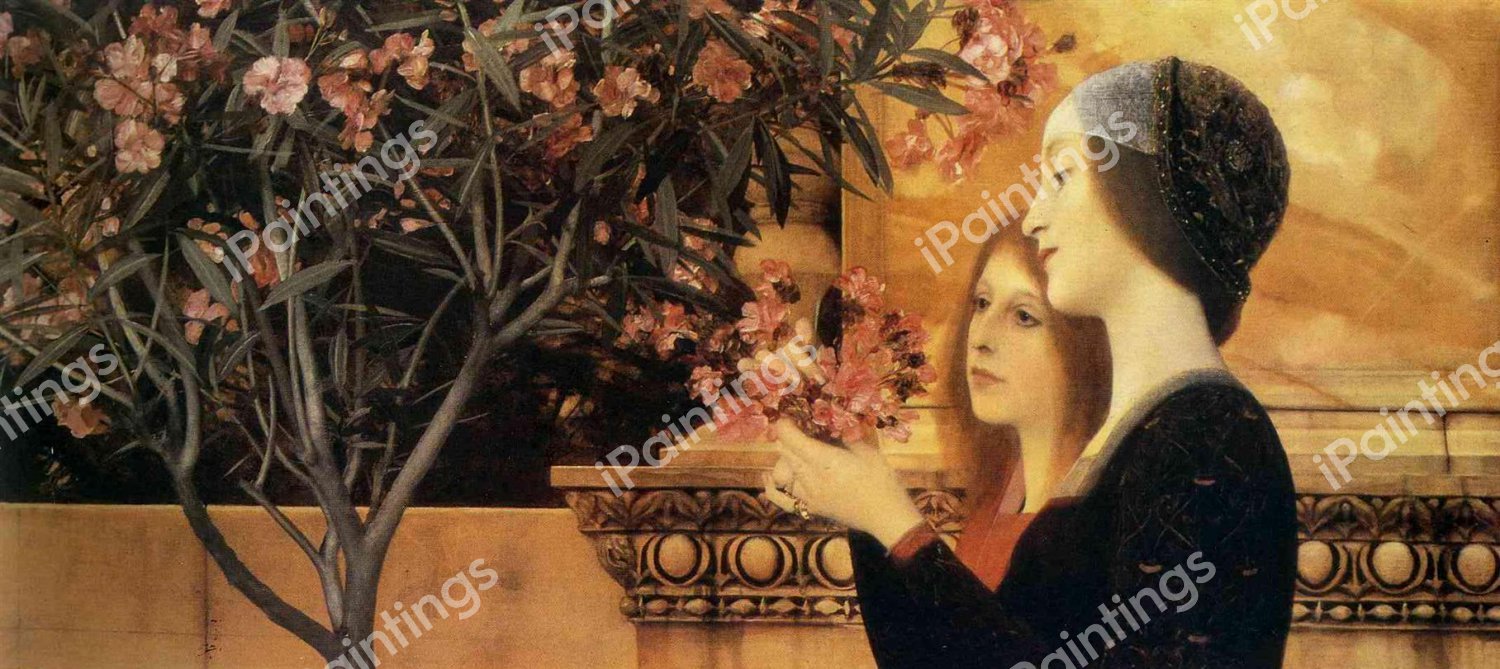 Portrait of Two Girls With An Oleander. The painting by Gustav Klimt