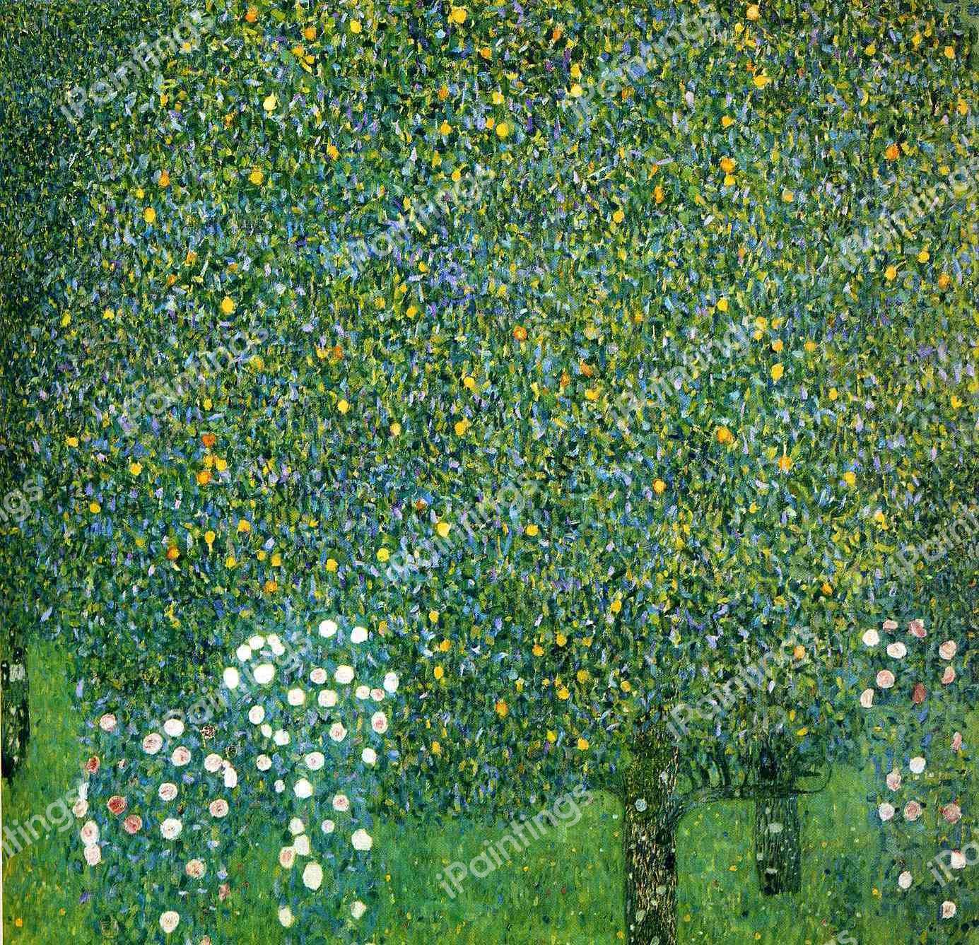 Roses under the Trees. The painting by Gustav Klimt