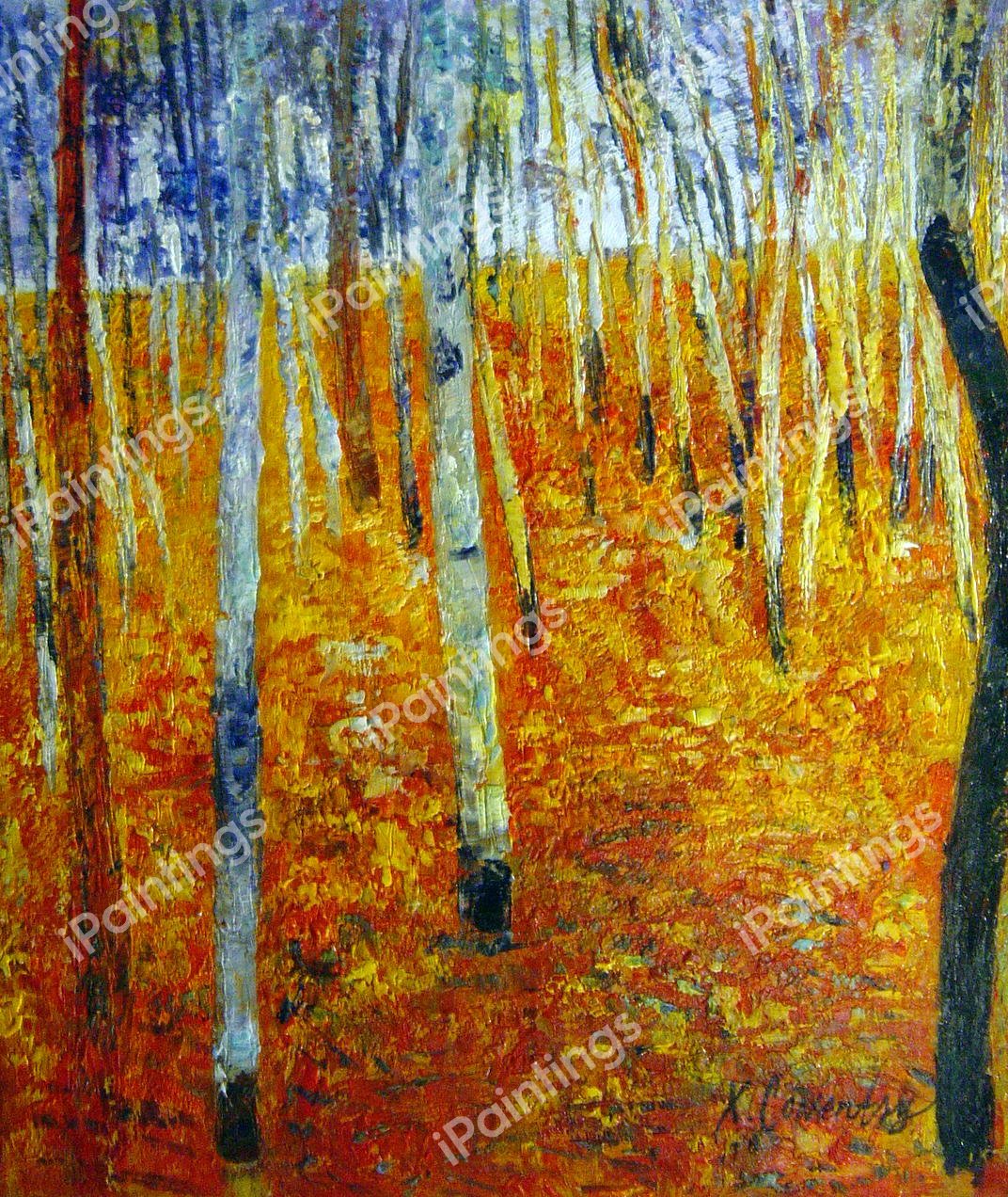 The Beech Trees In The Forest. The painting by Gustav Klimt