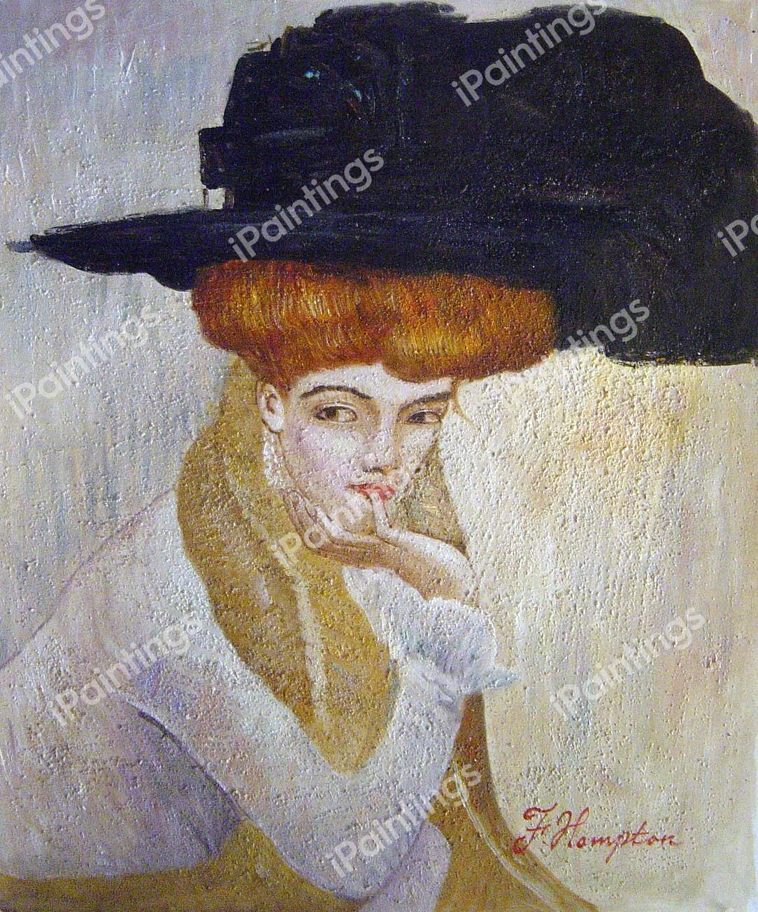 The Black Hat. The painting by Gustav Klimt