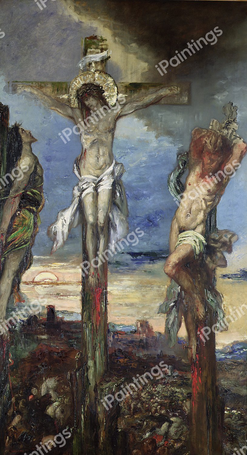 Christ Between The Two Thieves. The painting by Gustav Moreau
