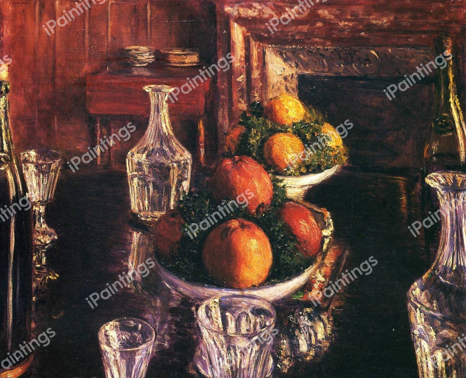 A Fruit Still Life. The painting by Gustave Caillebotte