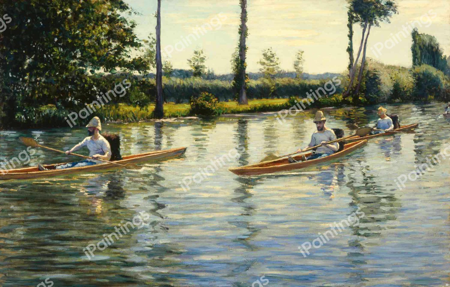 Boating on the Yerres. The painting by Gustave Caillebotte