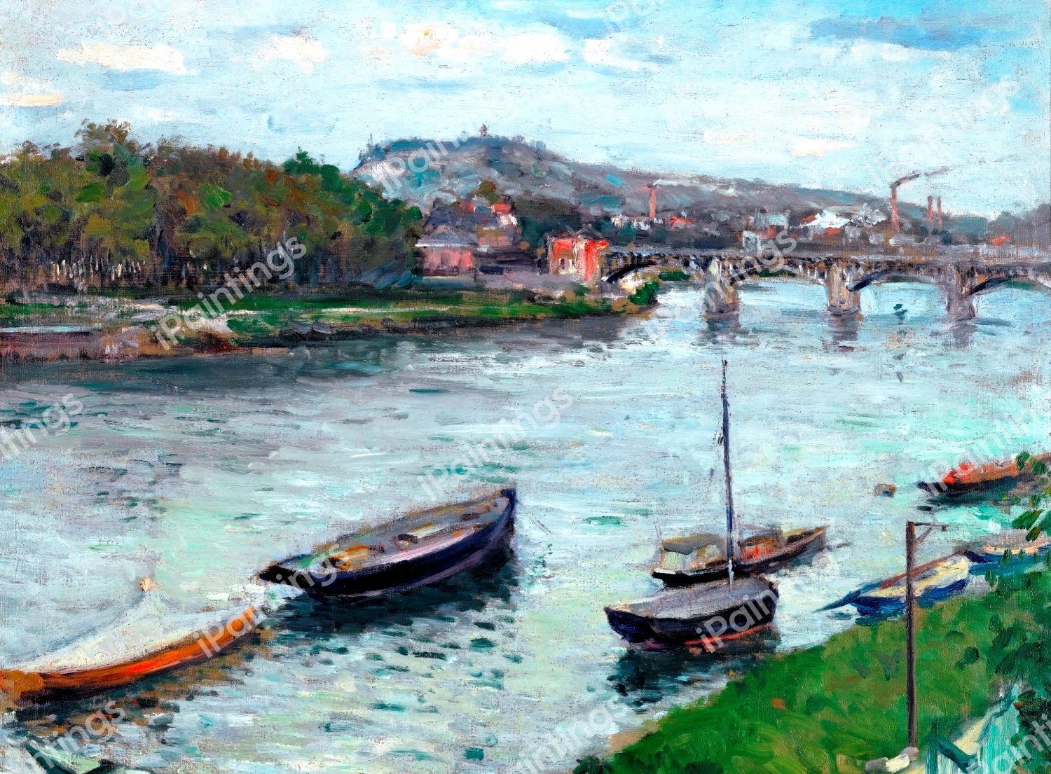 Bridge of Argenteuil. The painting by Gustave Caillebotte