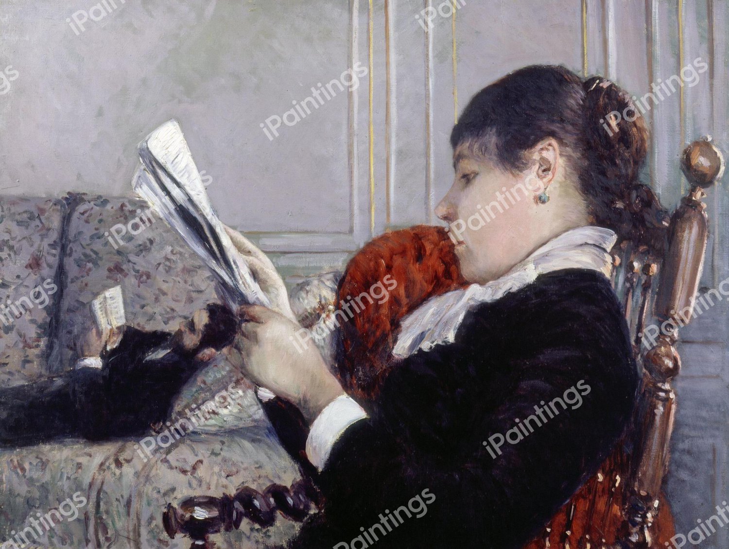 Interior, a Woman Reading. The painting by Gustave Caillebotte