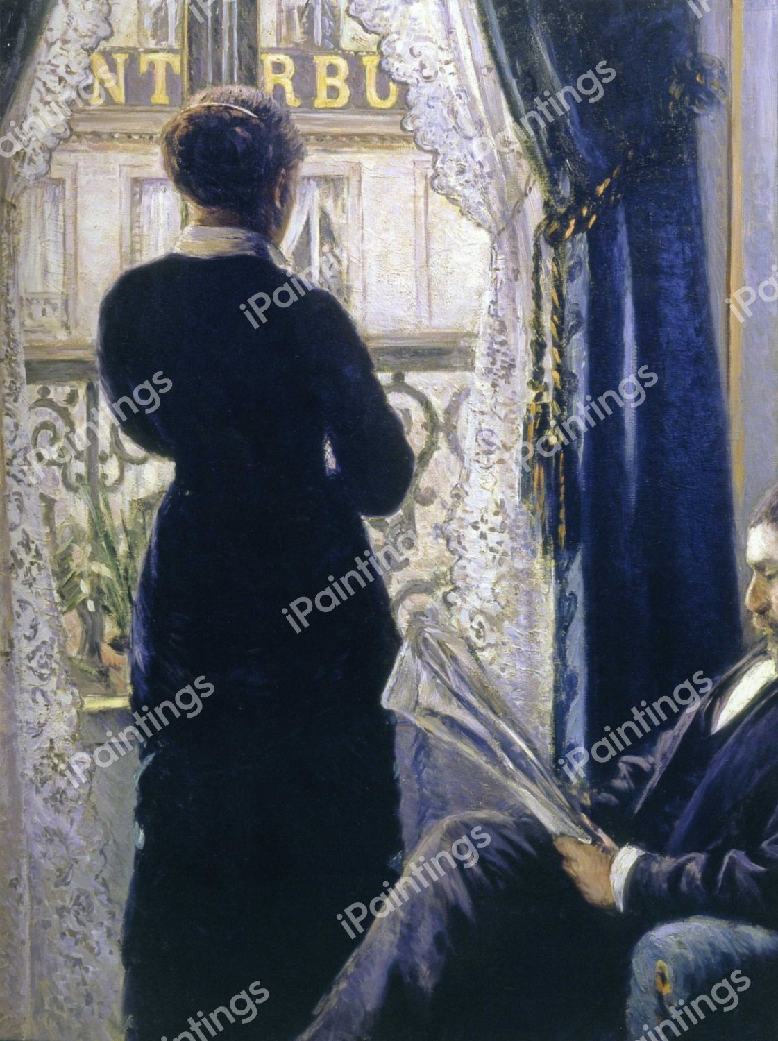 Interior, Woman at the Window. The painting by Gustave Caillebotte