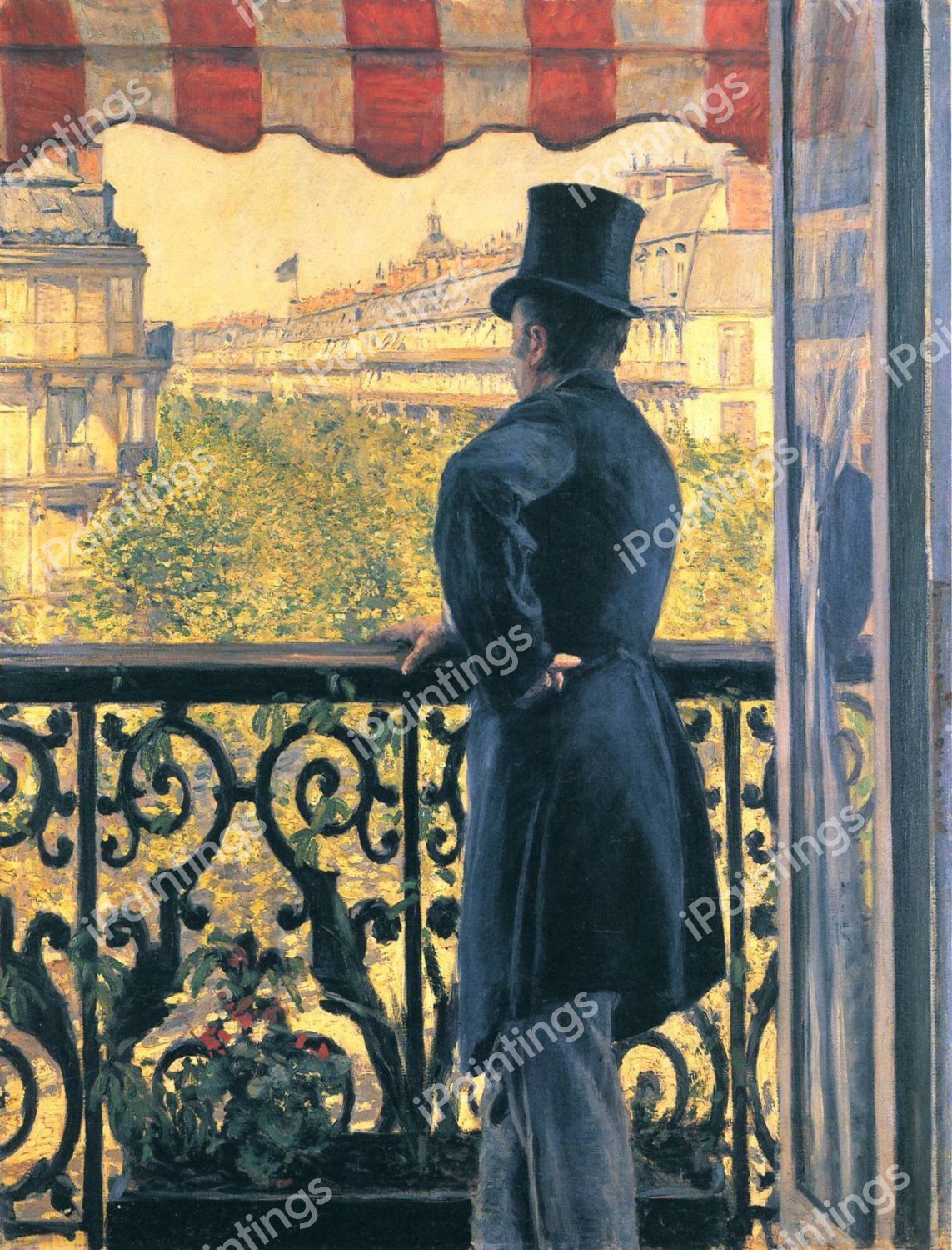 Man on a Balcony, Boulevard Haussmann. The painting by Gustave Caillebotte