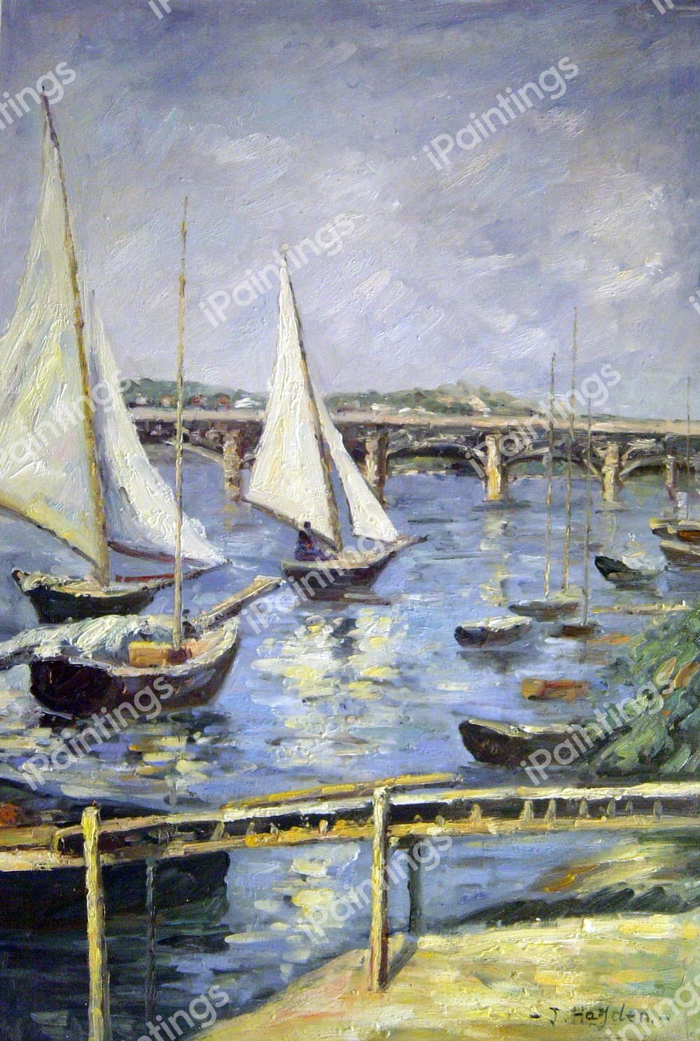 Sailing Boats At Argenteuil. The painting by Gustave Caillebotte