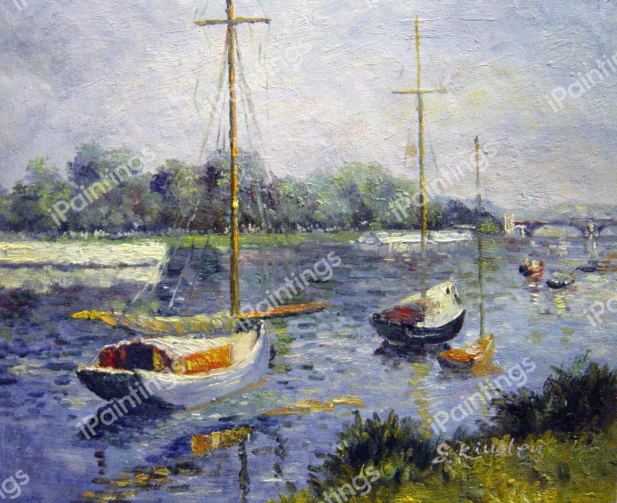 The Basin At Argenteuil. The painting by Gustave Caillebotte