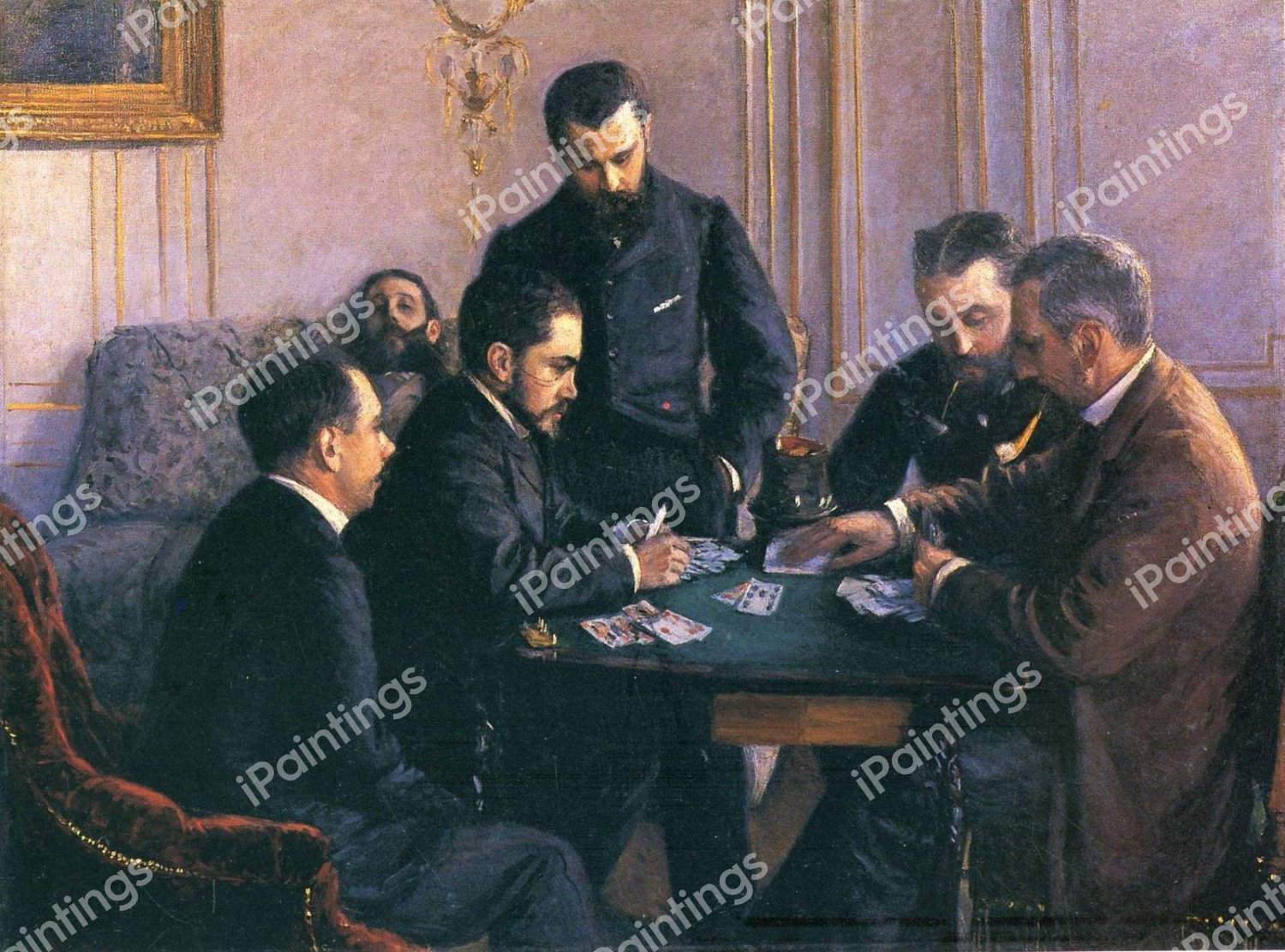 The Bezique Game. The painting by Gustave Caillebotte