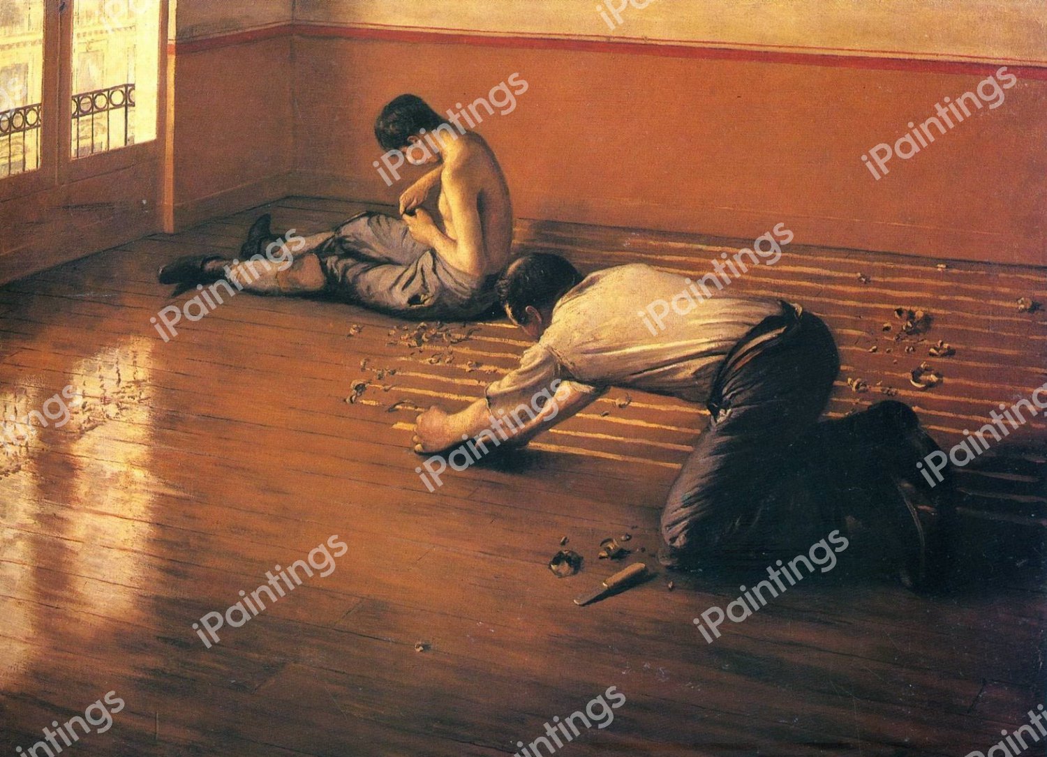 The Parquet Planers. The painting by Gustave Caillebotte