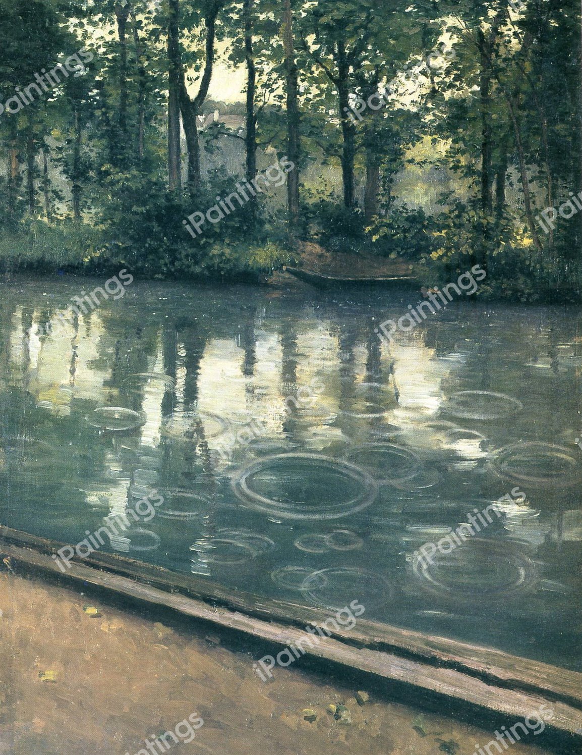 The Yerres, Rain. The painting by Gustave Caillebotte
