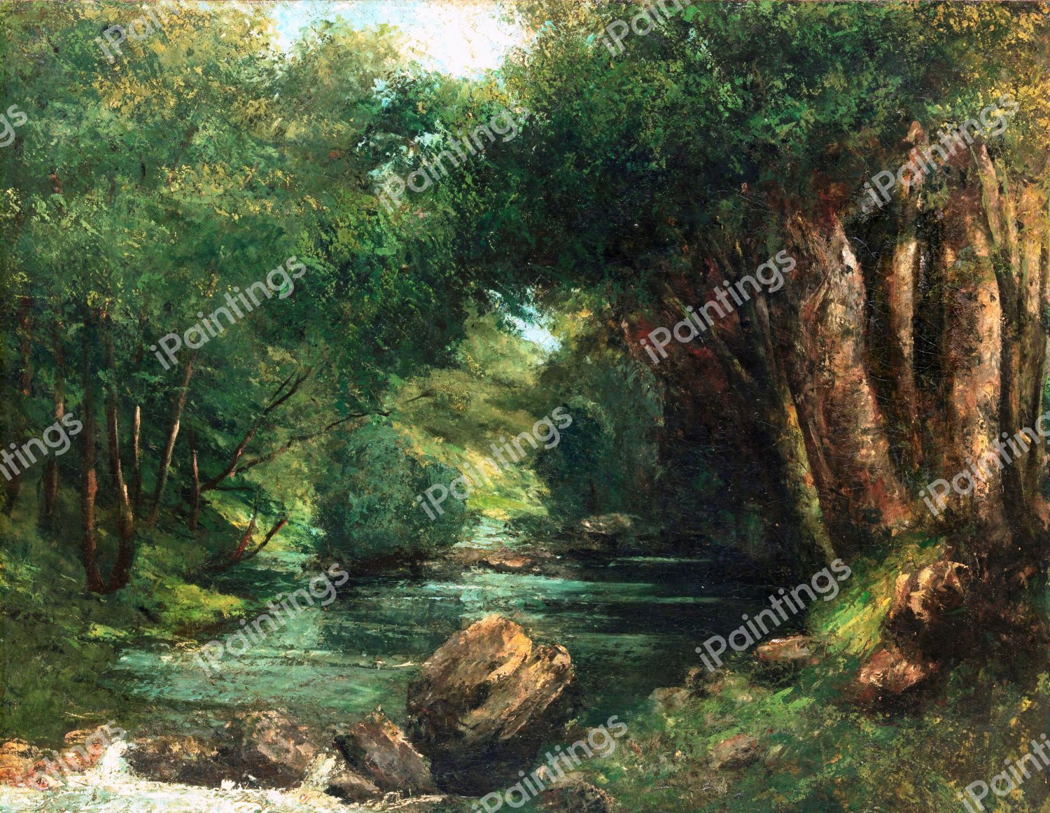 Brook in the Forest. The painting by Gustave Courbet