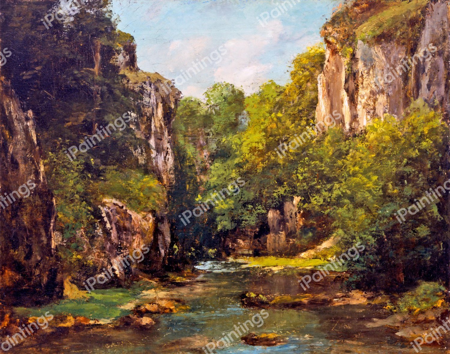 A Stream at the Black Well. The painting by Gustave Courbet