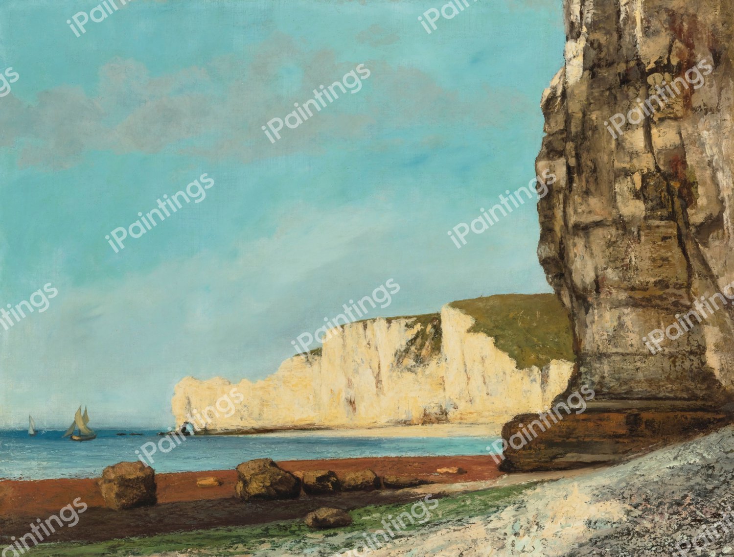 Etretat: Les Falaises. The painting by Gustave Courbet