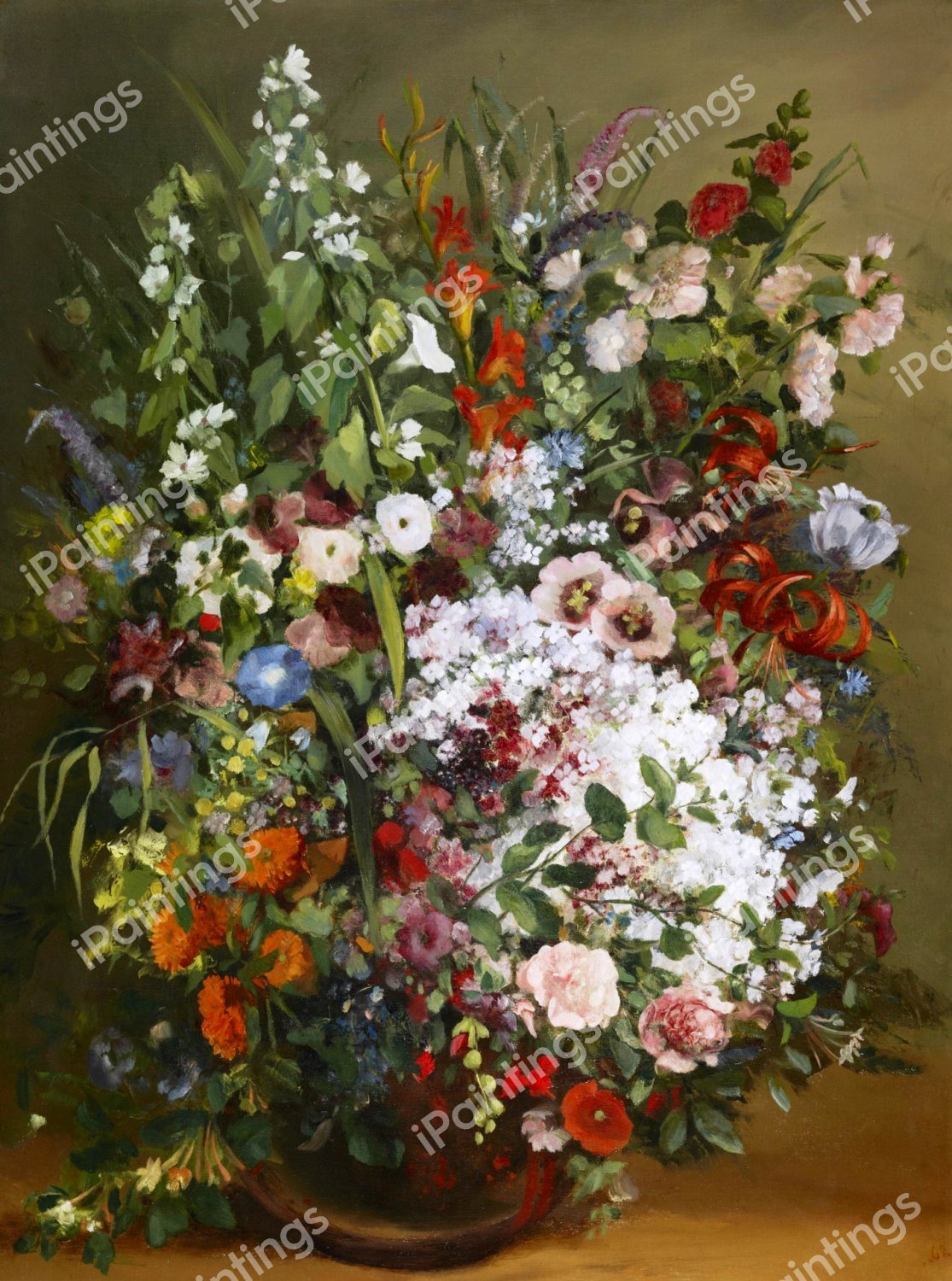 Flower Bouquet  in a Vase. The painting by Gustave Courbet