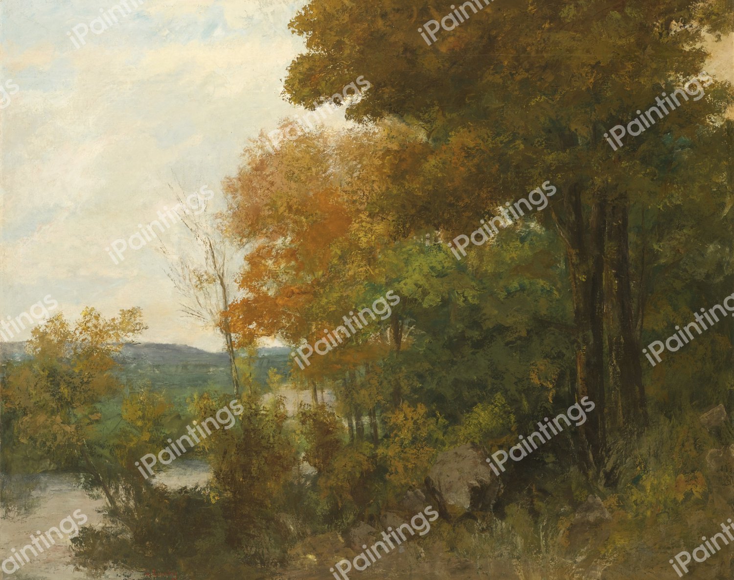 Forest Landscape. The painting by Gustave Courbet