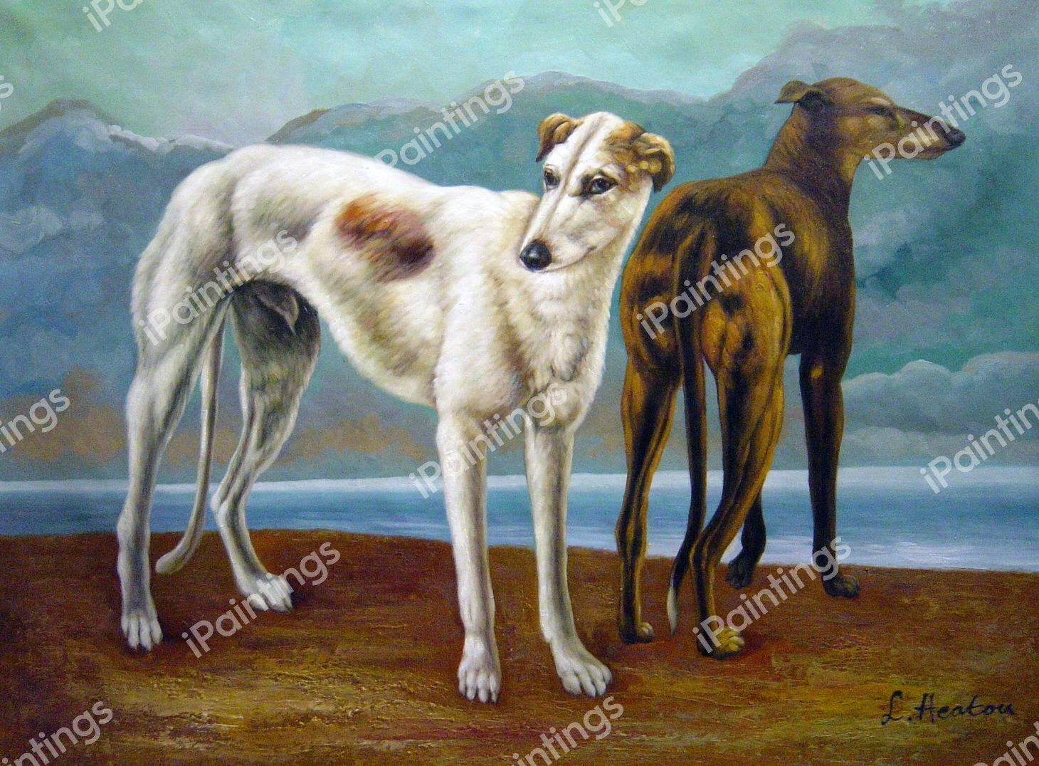 Greyhounds, Comte de Choiseul. The painting by Gustave Courbet
