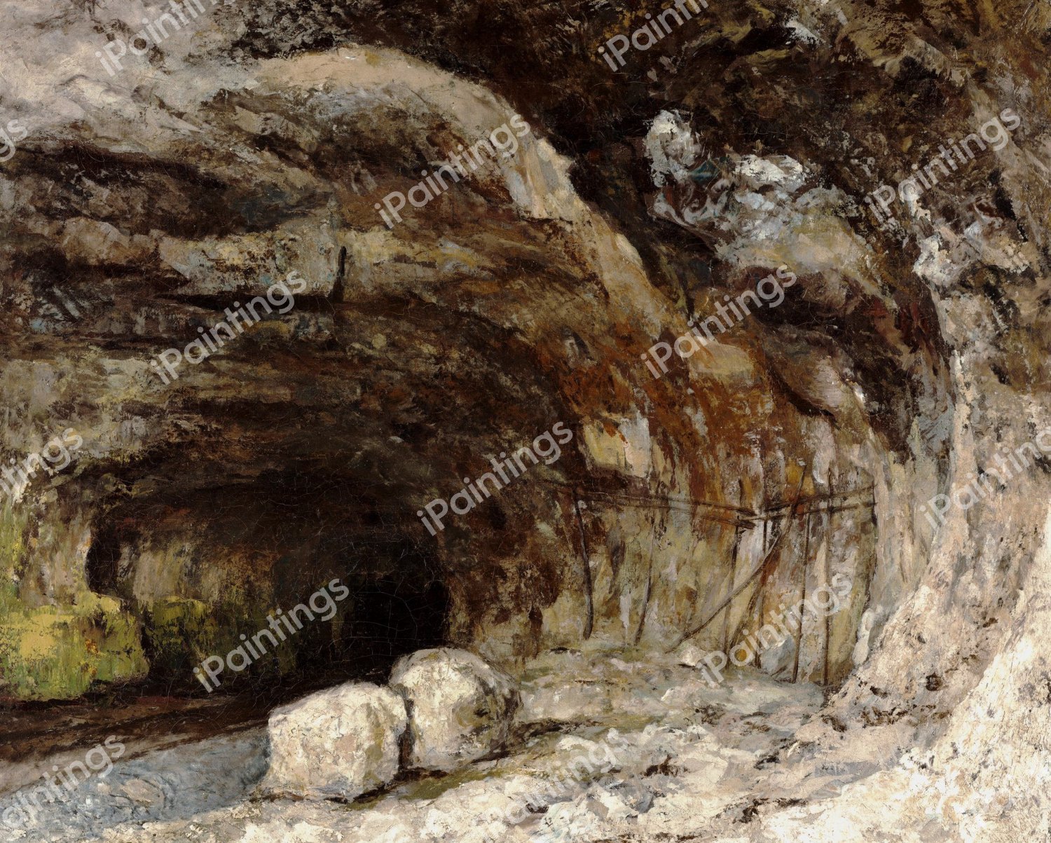 Grotto of Sarrazine near Nans-sous-Sainte-Anne. The painting by Gustave Courbet