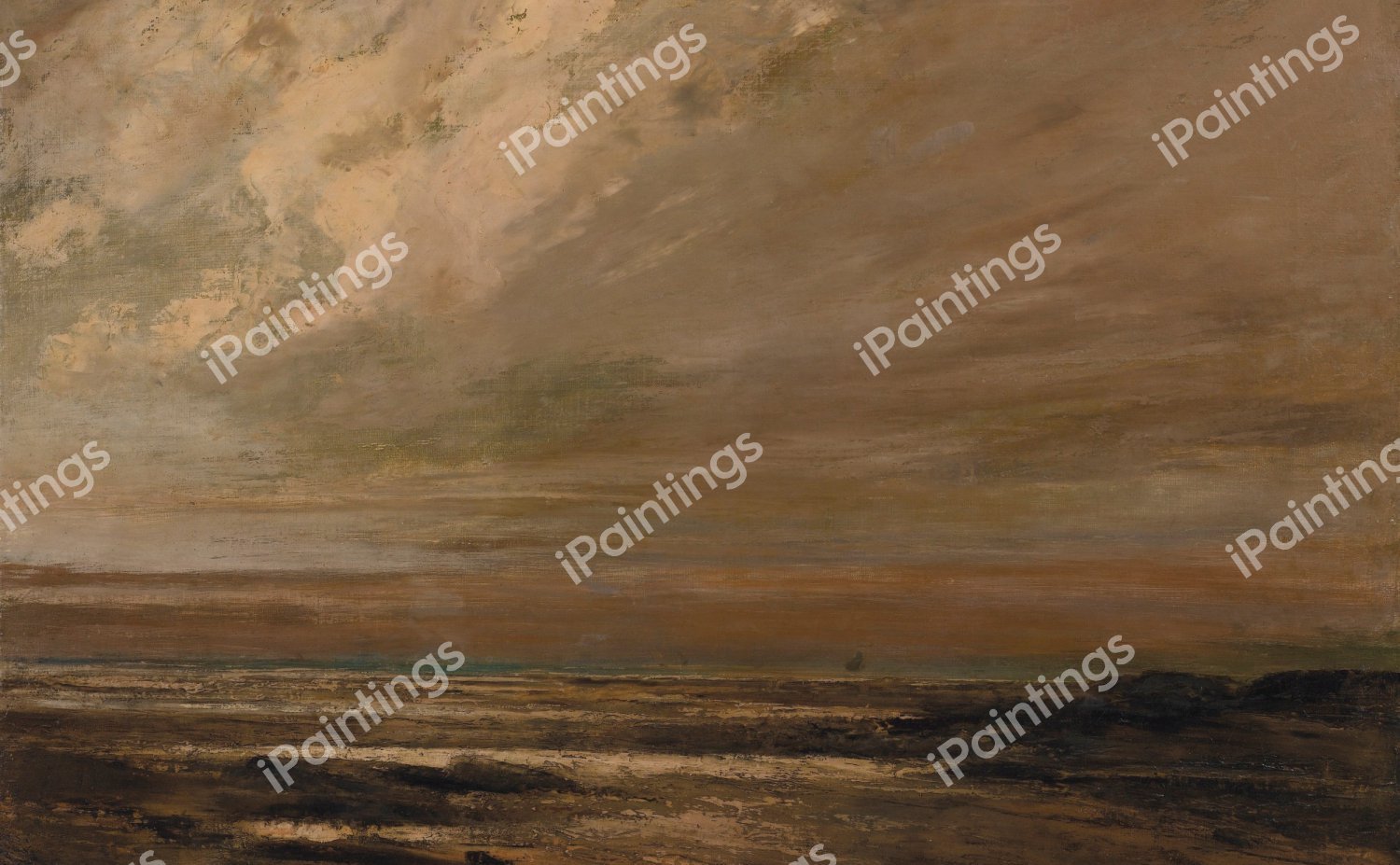 Marine Landscape, Trouville. The painting by Gustave Courbet