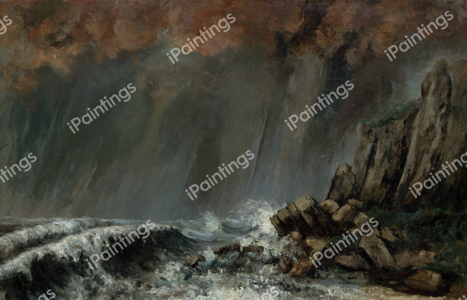 Marine: The Waterspout. The painting by Gustave Courbet