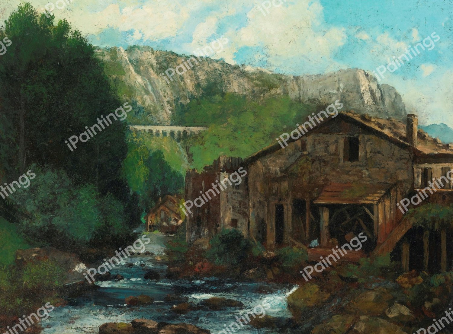 Mill in a Rocky Landscape. The painting by Gustave Courbet