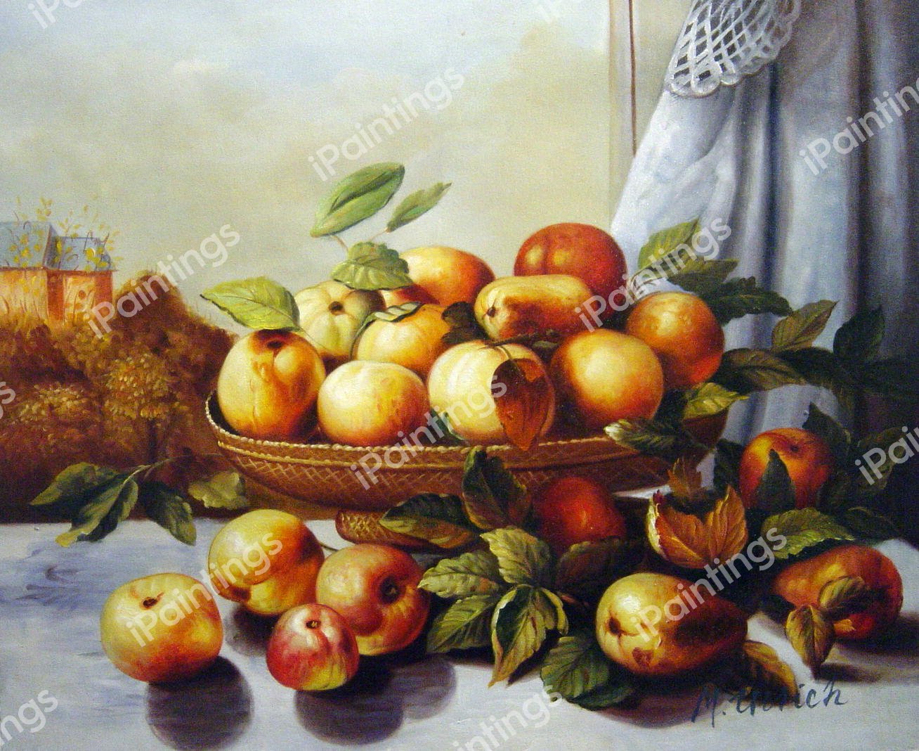 Still Life-Fruit. The painting by Gustave Courbet
