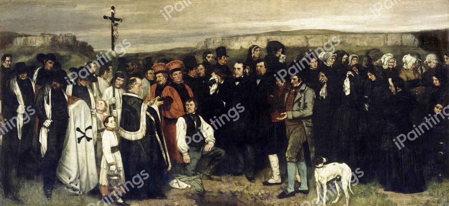 The Burial at Ornans. The painting by Gustave Courbet