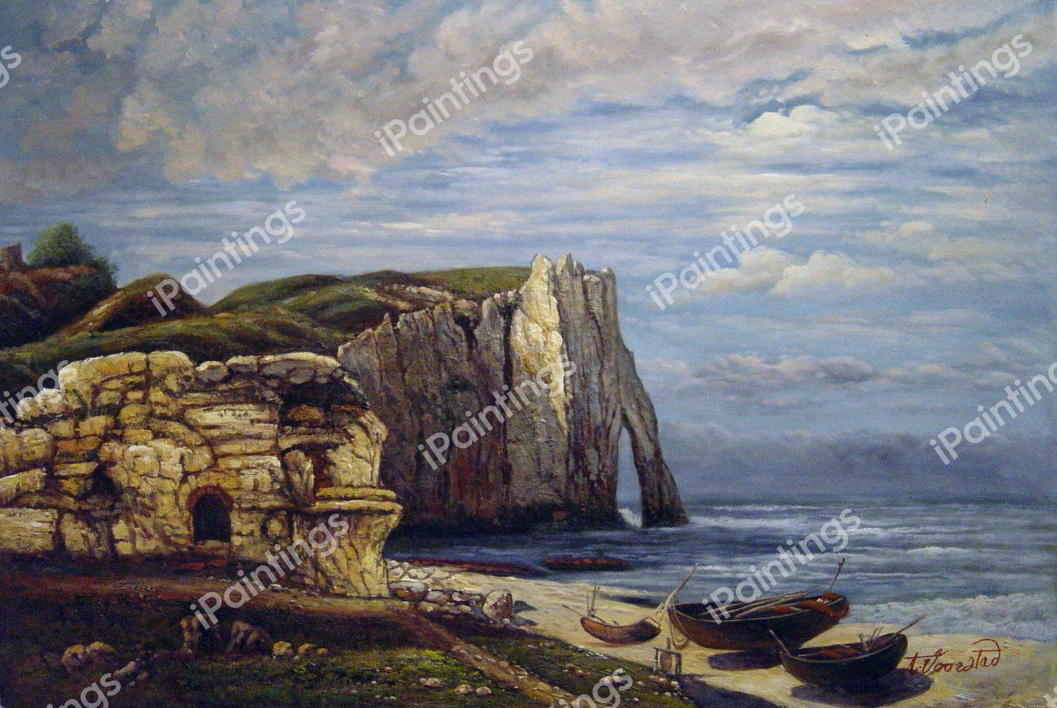 The Cliff At Etretet After The Storm. The painting by Gustave Courbet