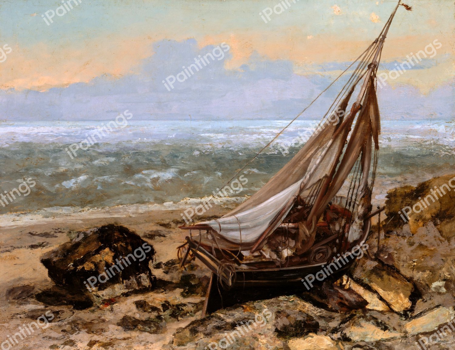 The Fishing Boat. The painting by Gustave Courbet
