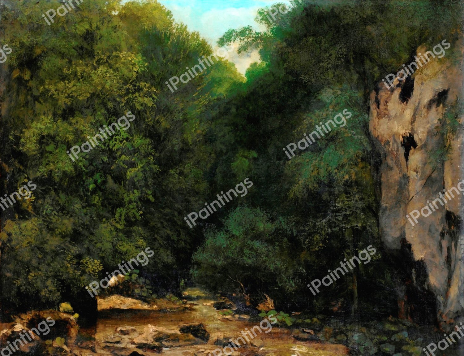 The Plaisir-Fontaine Creek in the Black Well Valley. The painting by Gustave Courbet
