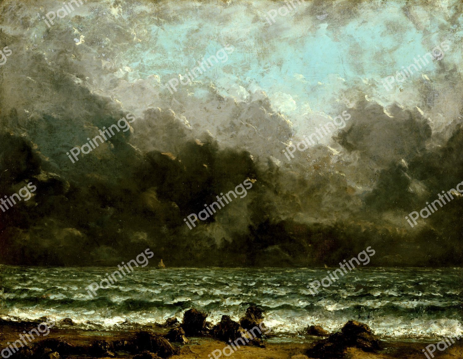 The Sea. The painting by Gustave Courbet