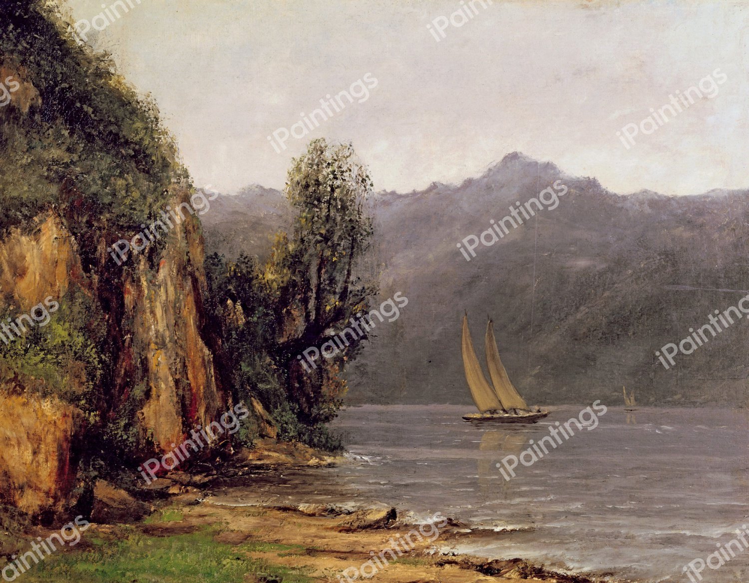 View of Lake Leman. The painting by Gustave Courbet