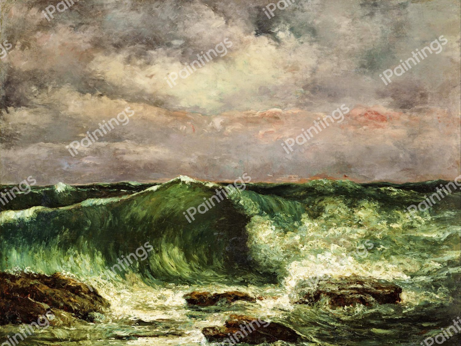 Waves. The painting by Gustave Courbet