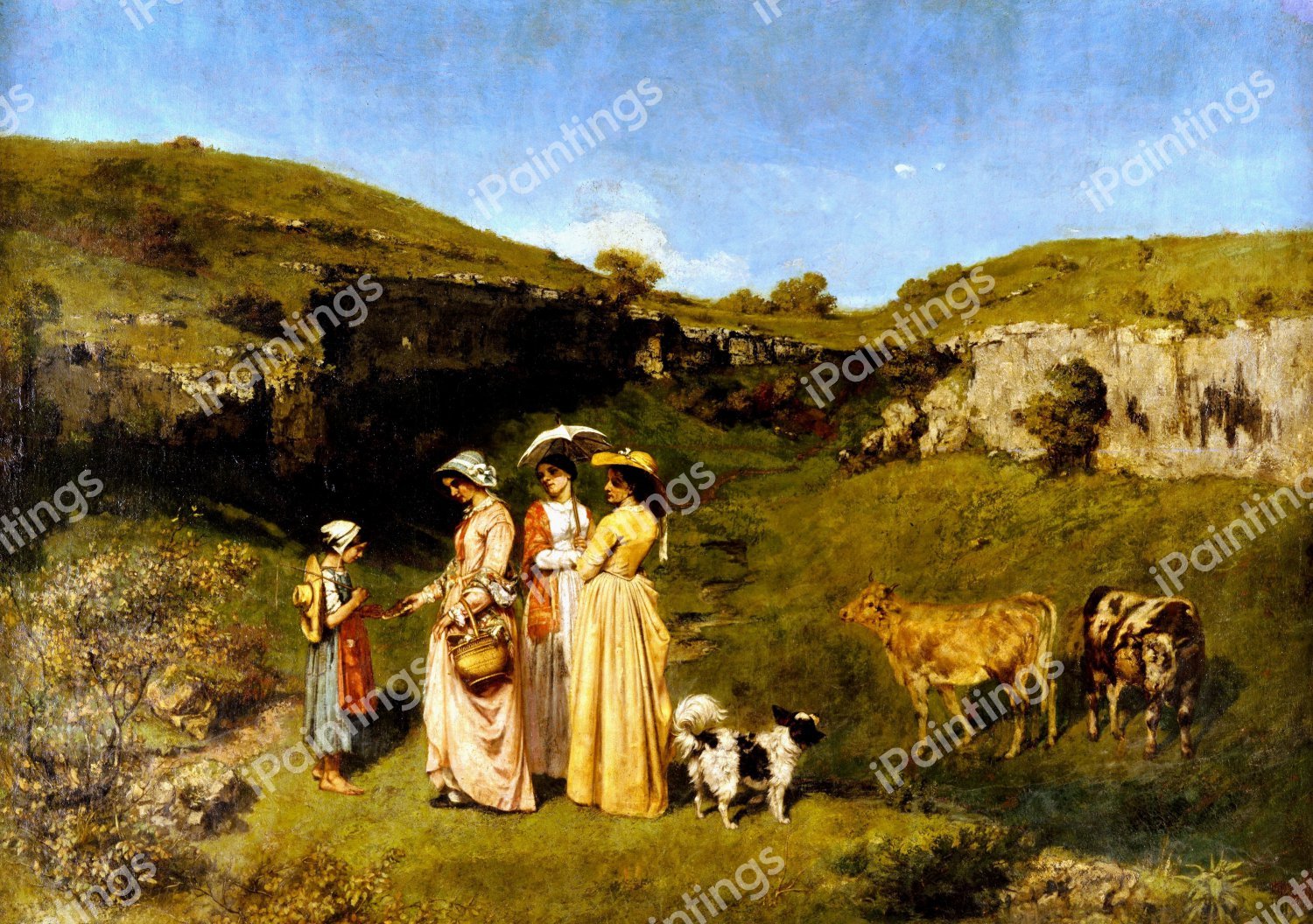 Young Ladies of the Village. The painting by Gustave Courbet