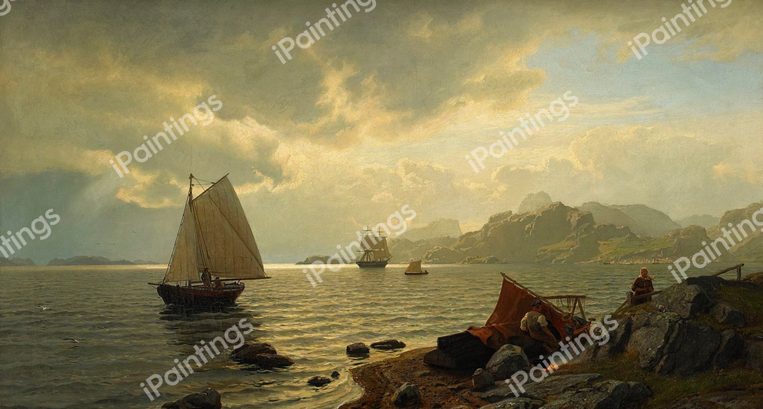 Norwegian Coast. The painting by Hans Frederik Gude