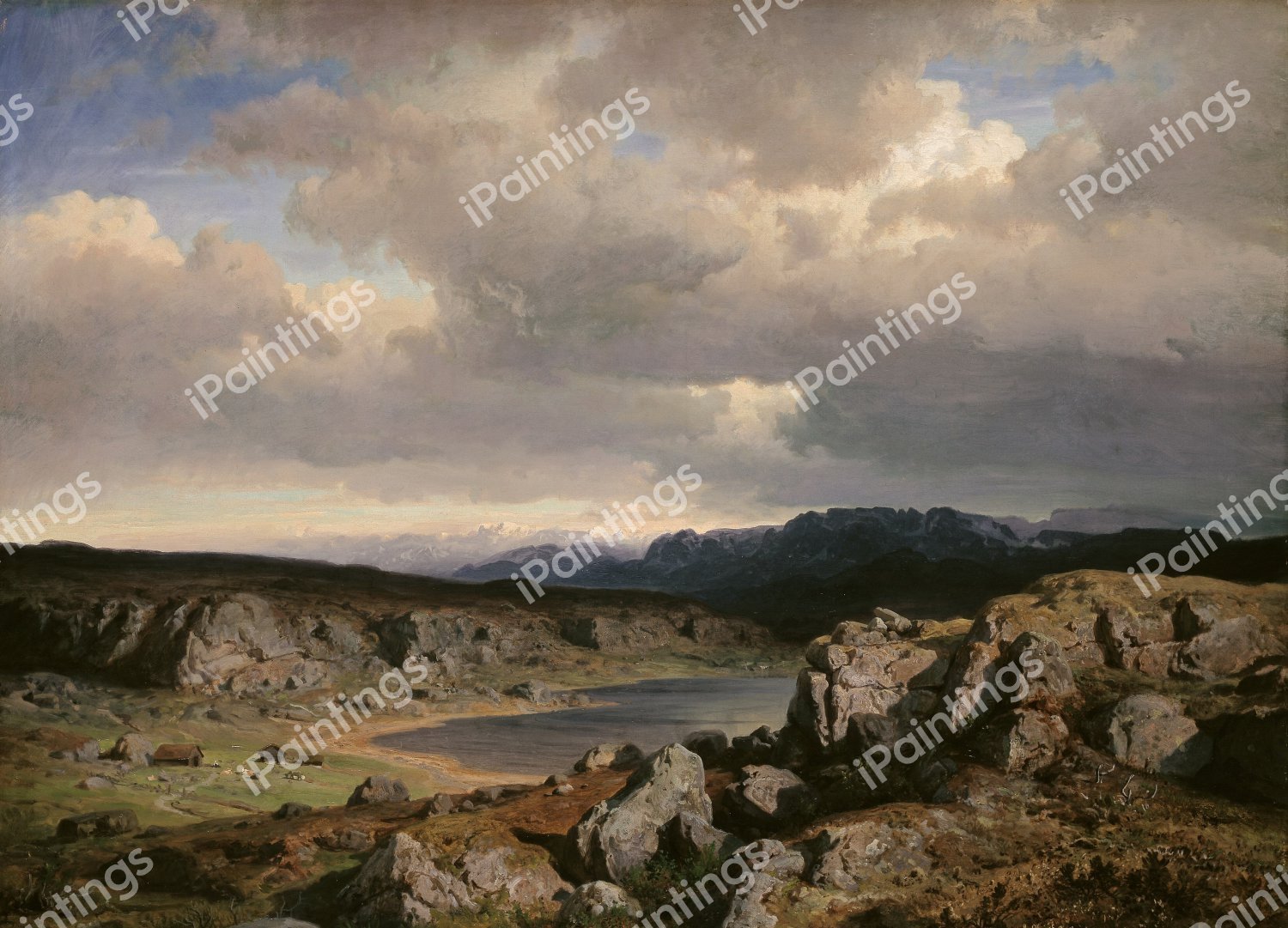 Norwegian Highlands. The painting by Hans Frederik Gude