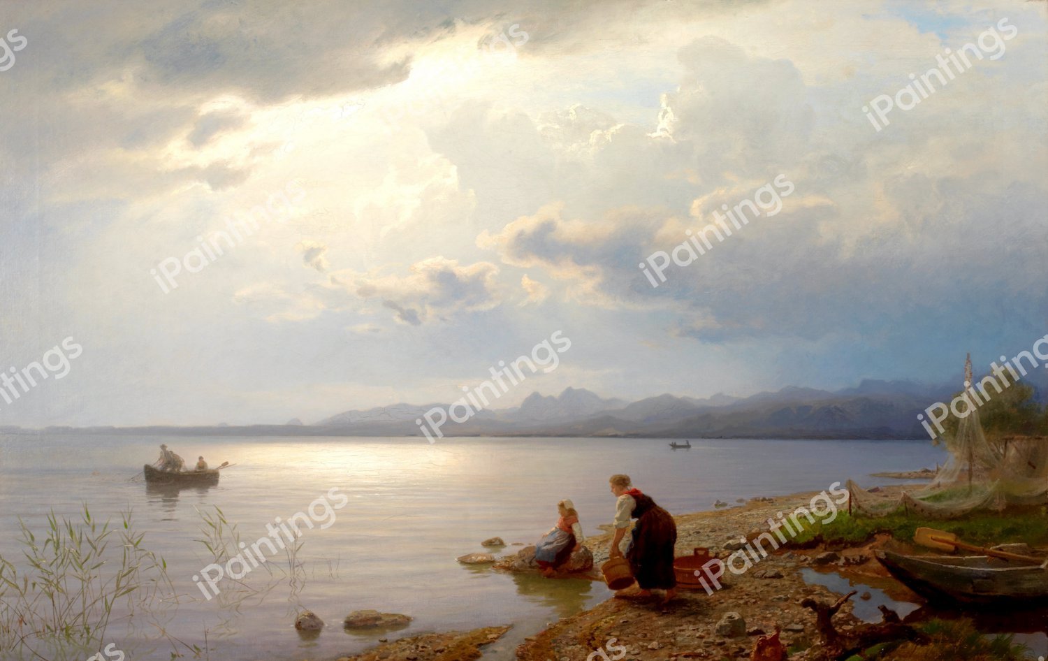 On the Banks of the Chiemsee. The painting by Hans Frederik Gude