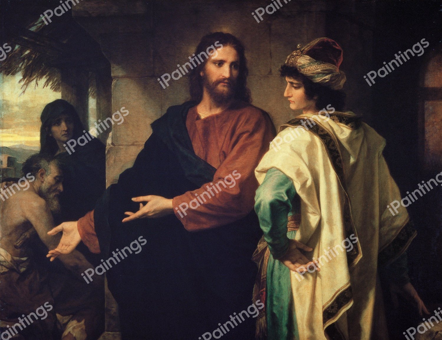 Christ and the Rich Young Ruler . The painting by Heinrich Hofmann