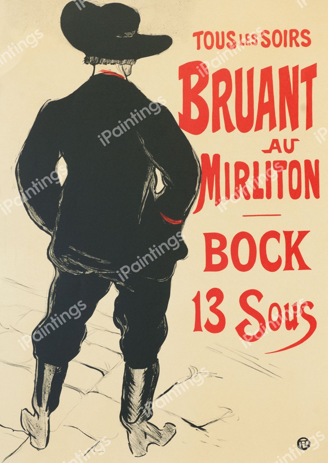 Bruant au Mirliton. The painting by Henri De Toulouse-Lautrec