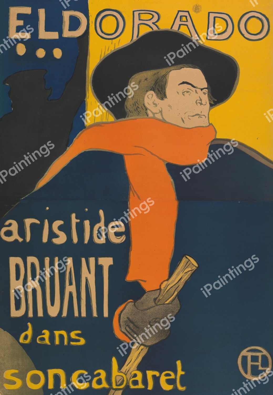 The Eldorado, Aristide Bruant. The painting by Henri De Toulouse-Lautrec