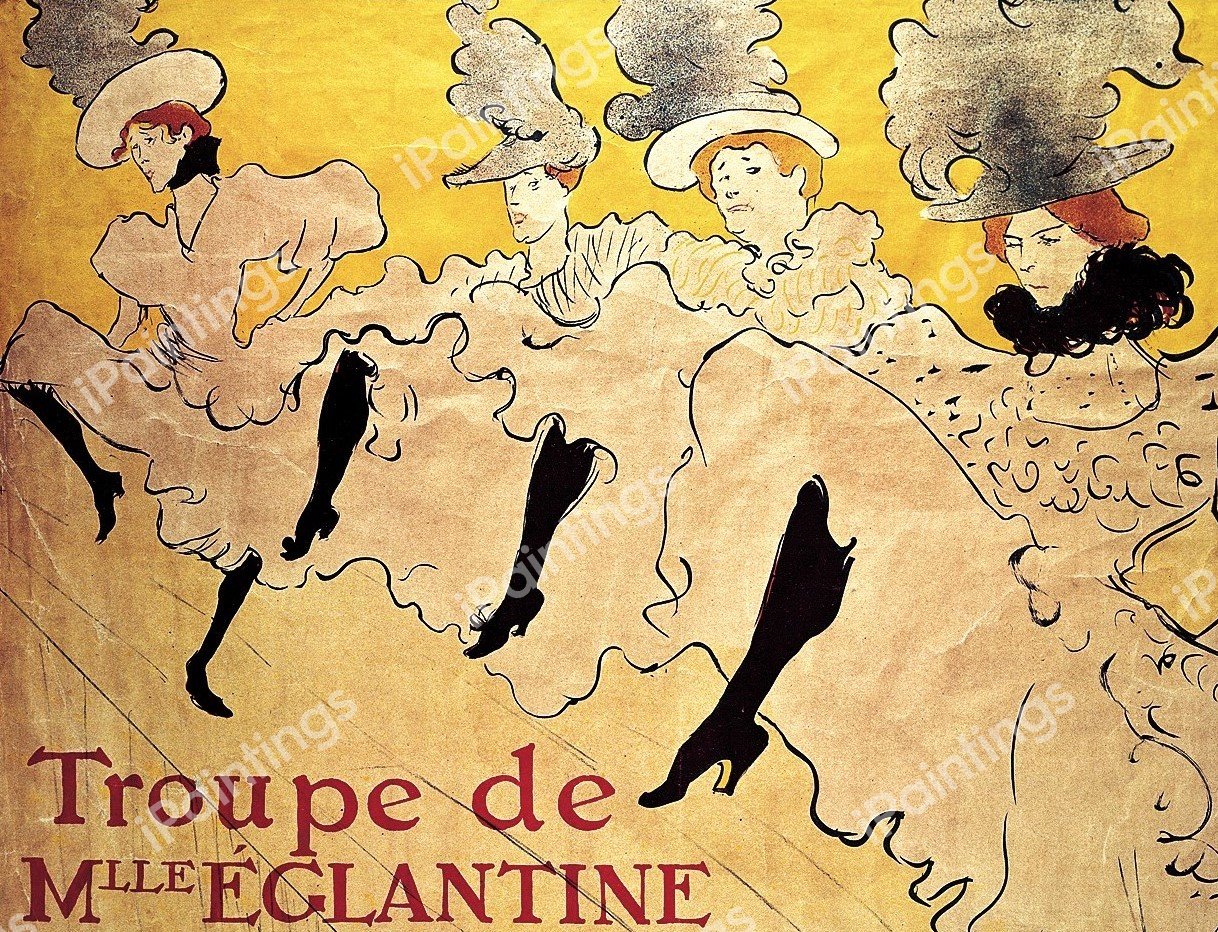 La Troupe de Mademoiselle Eglantine. The painting by Henri De Toulouse-Lautrec