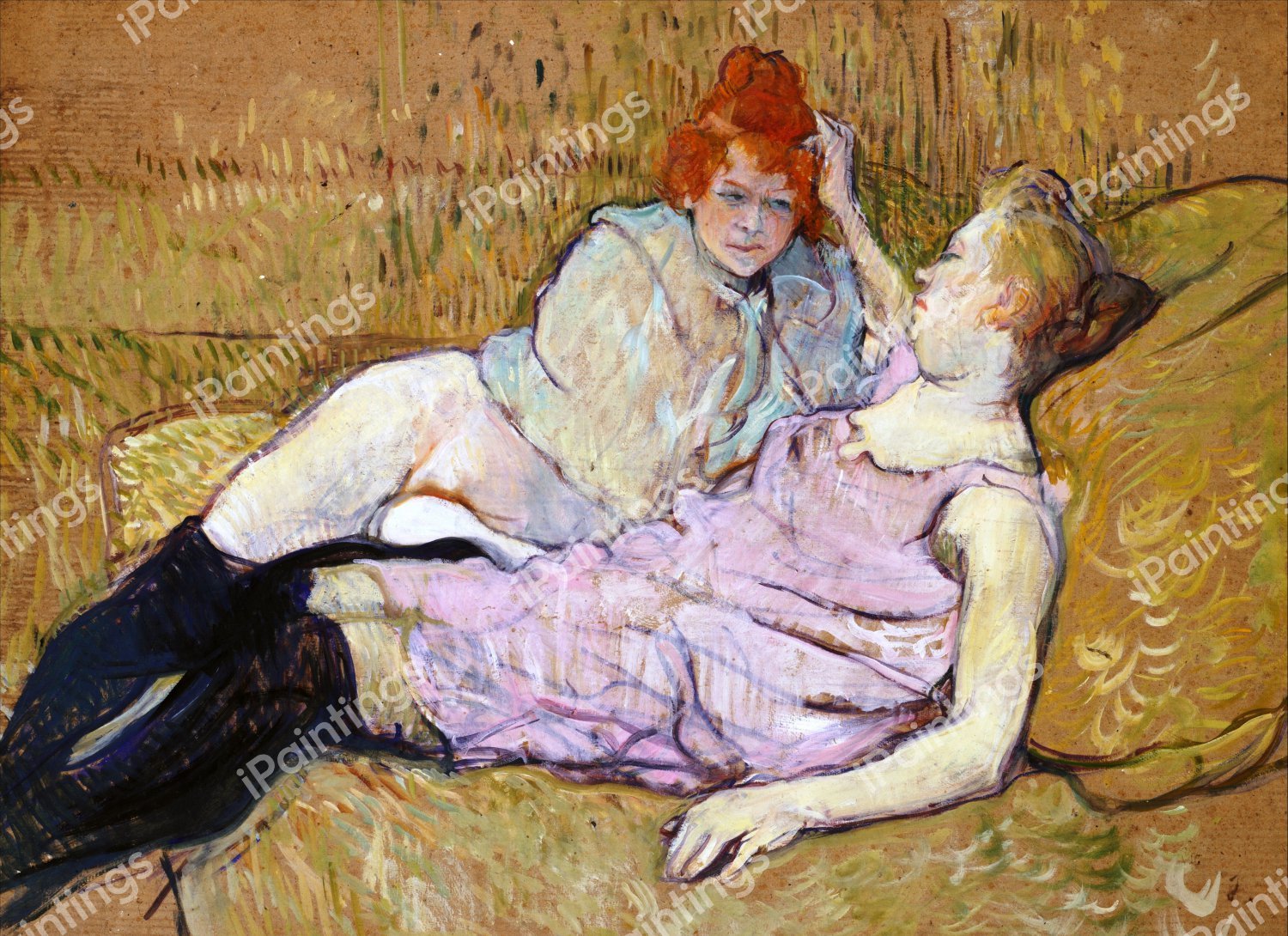 The Sofa. The painting by Henri De Toulouse-Lautrec